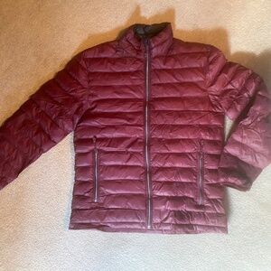 Nautica Men's Stretch Lightweight Burgundy Grey Quilted Puffer Jacket M